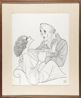 AL HIRSCHFELD (1903-2003) Elizabeth Taylor and Richard Burton in Private Lives. [CARICATURE / BROADWAY / THEATER]